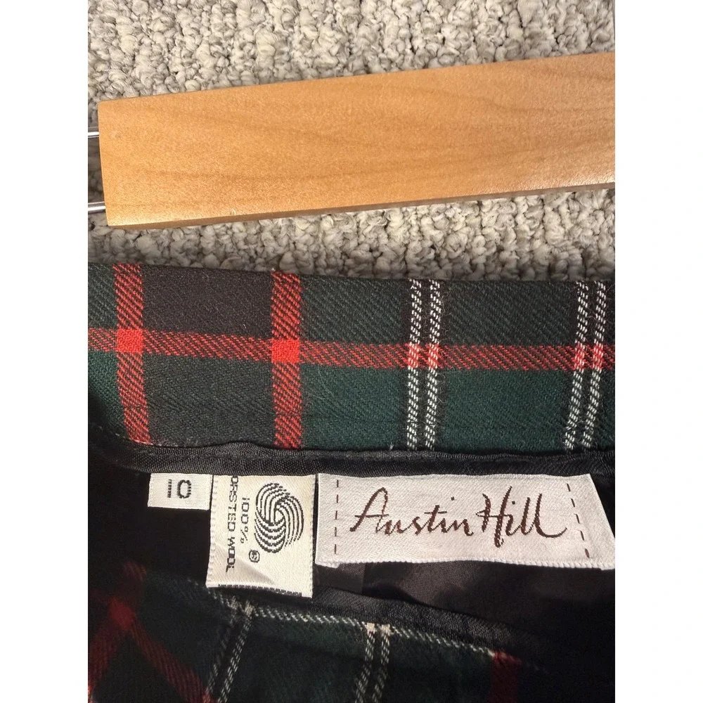 VTG 90s Austin Hill Plaid Wool Skirt Women 10 Tartan Pleated Maxi Academia Prep
